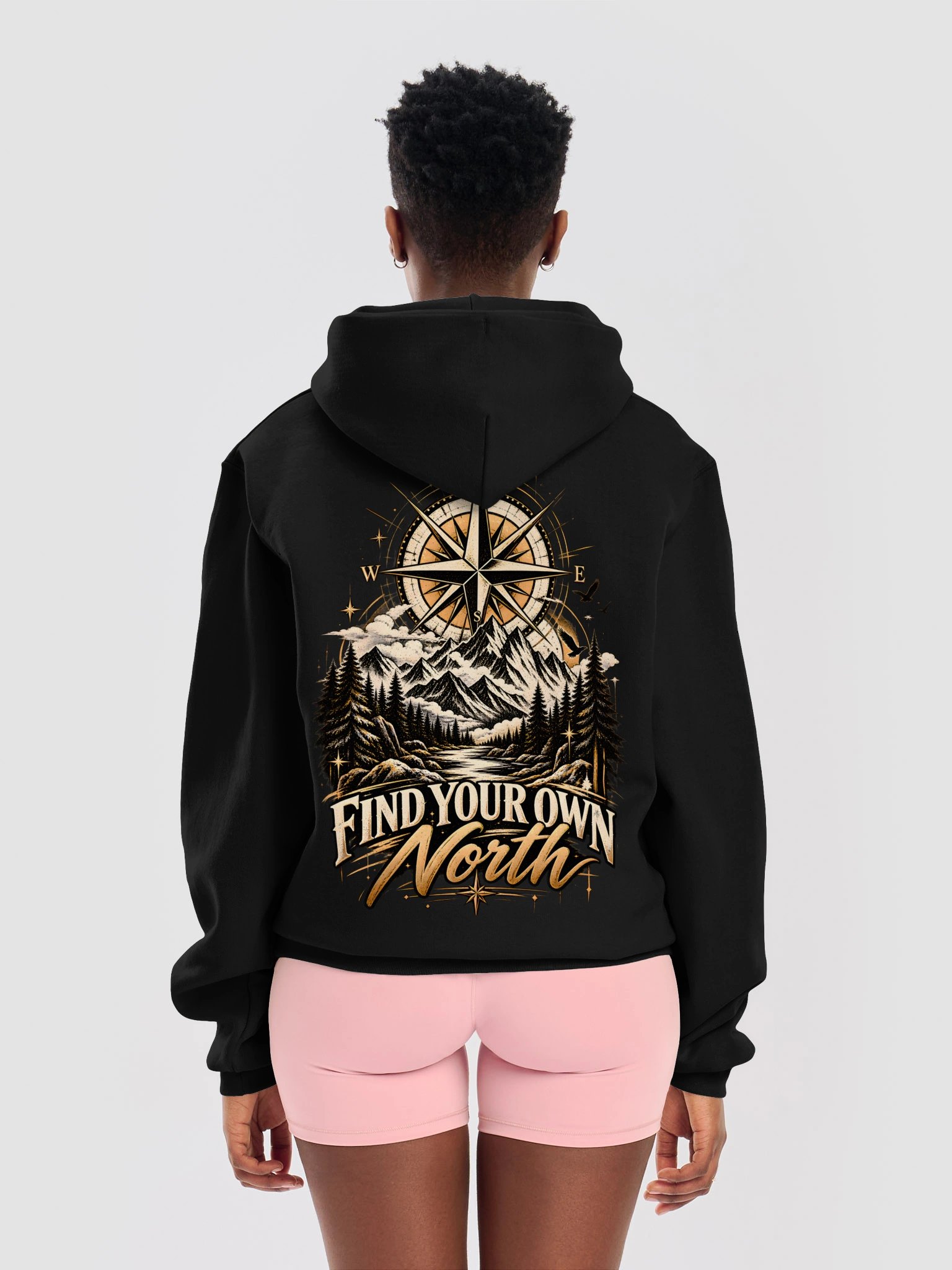 “Find Your Own North” Compass Mountain Hoodie product image (2)