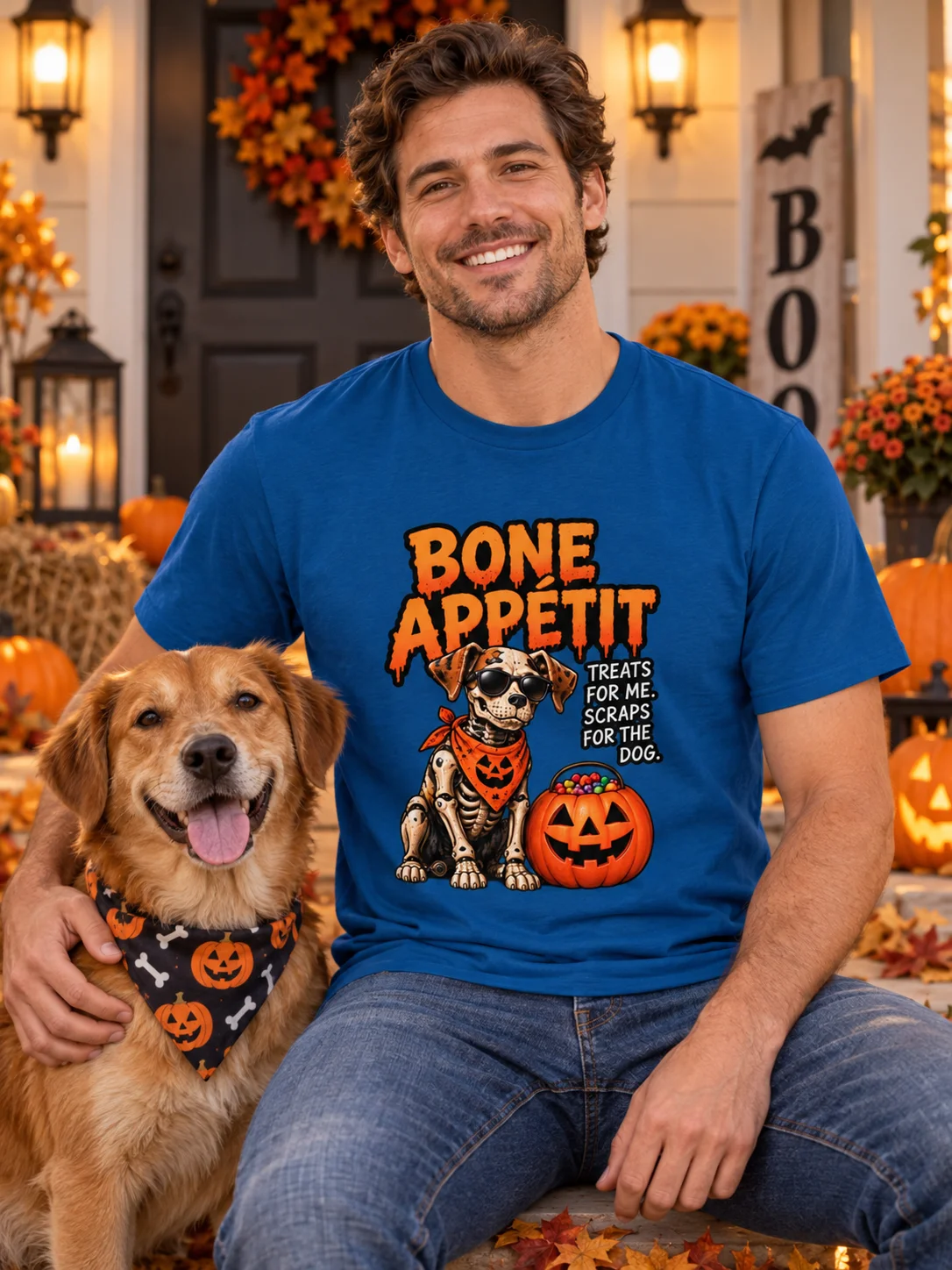 Funny Halloween Dog Lover Shirt — Bone Appétit, Treats for Me, Scraps for the Dog | Holly-Ween™ product image (1)