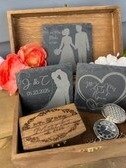 Engraved Wooden Wedding Keepsake Box: Rustic Personalized Memory Box product image (4)