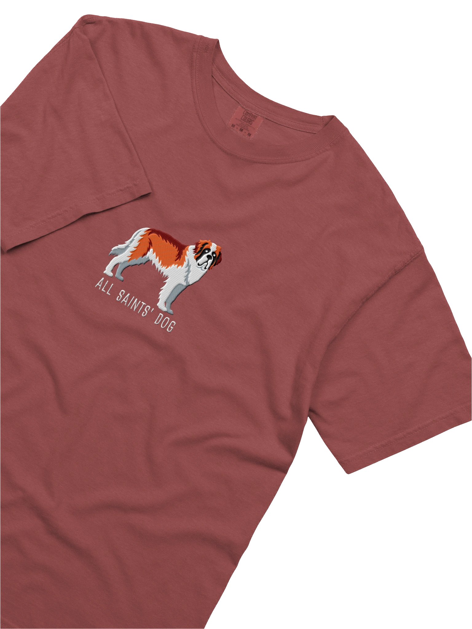 All Saints' Dog T-Shirt(Embroidered) of a Saint Bernard(Red & White) product image (8)