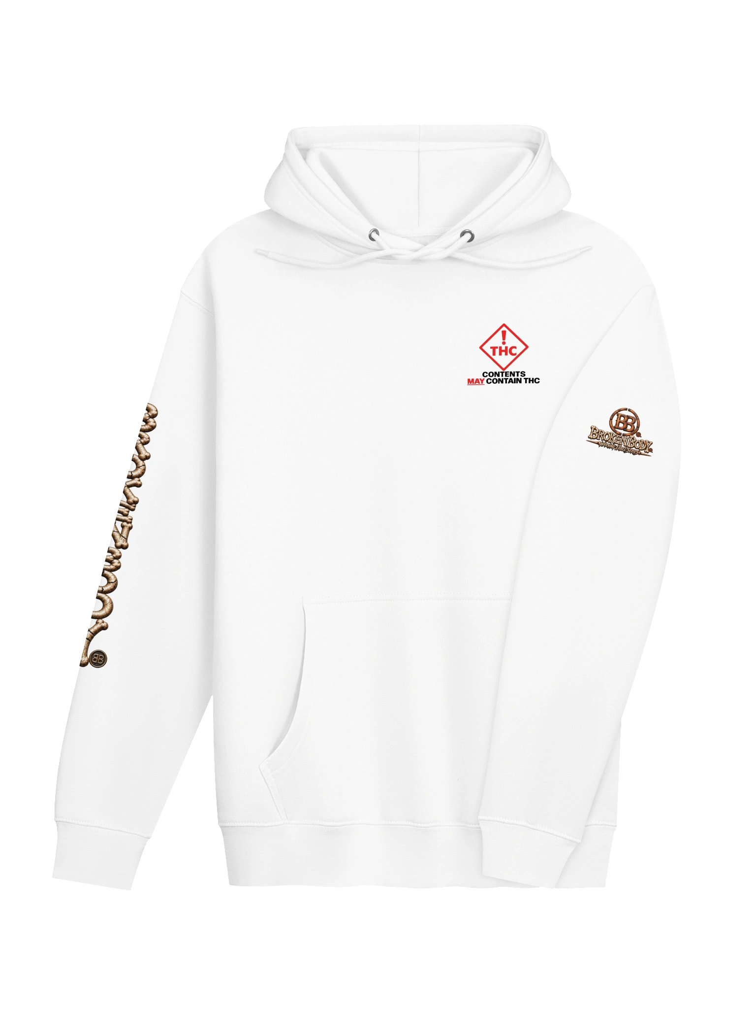 CONTENTS MAY CONTAIN THC! — WHITE HOODIE product image (4)