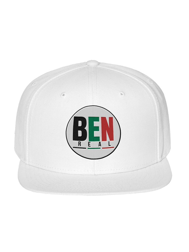 White BEN Circle Logo Snapback Hat product image (1)