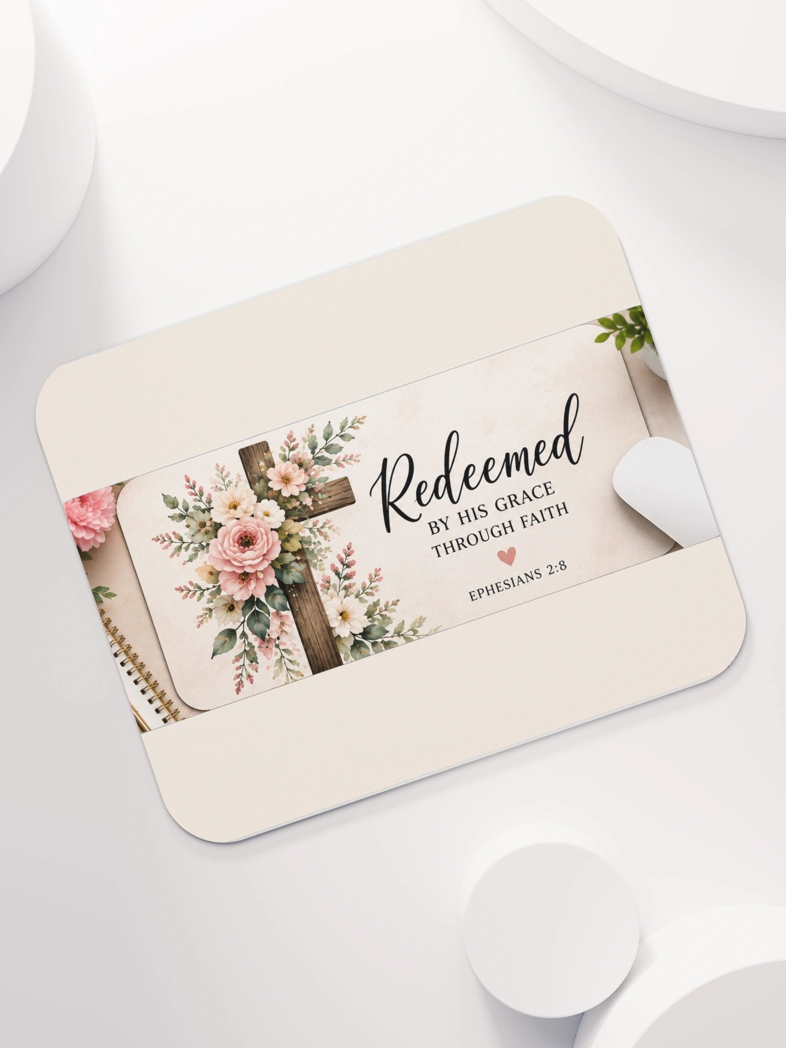 Redeemed Floral Cross Mouse Pad product image (7)