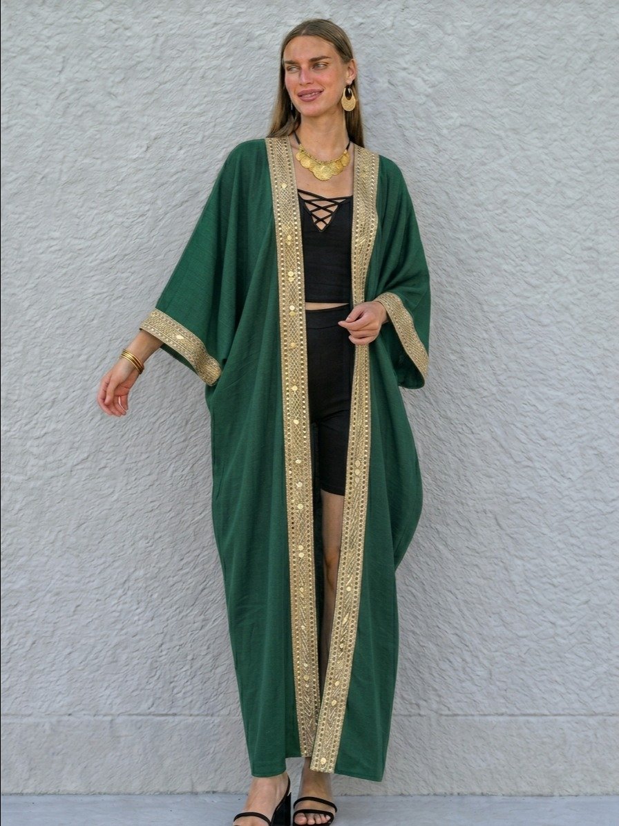 Copy of Egyptian Cotton-Linen Embroidered Boho Kimono Duster product image (4)