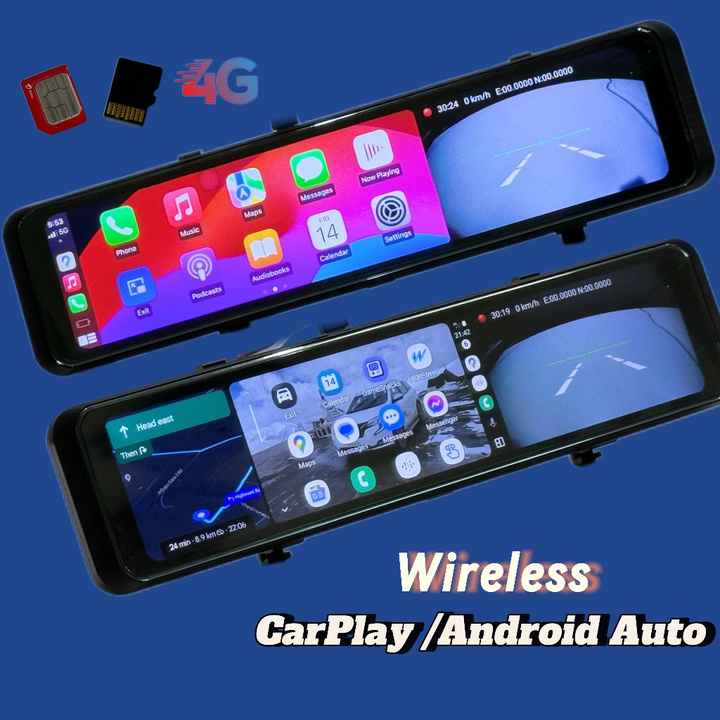 SRS ABSOLUTE 8GB RAM 4G Smart Dash Cam Android14 ADAS Wireless CarPlay GPS 24x7 Remote Audio-Video Monitor Multi-Task | 1TB MicroSD Support | Maps-Apps Support | Steering Control |Split Screen product image (4)