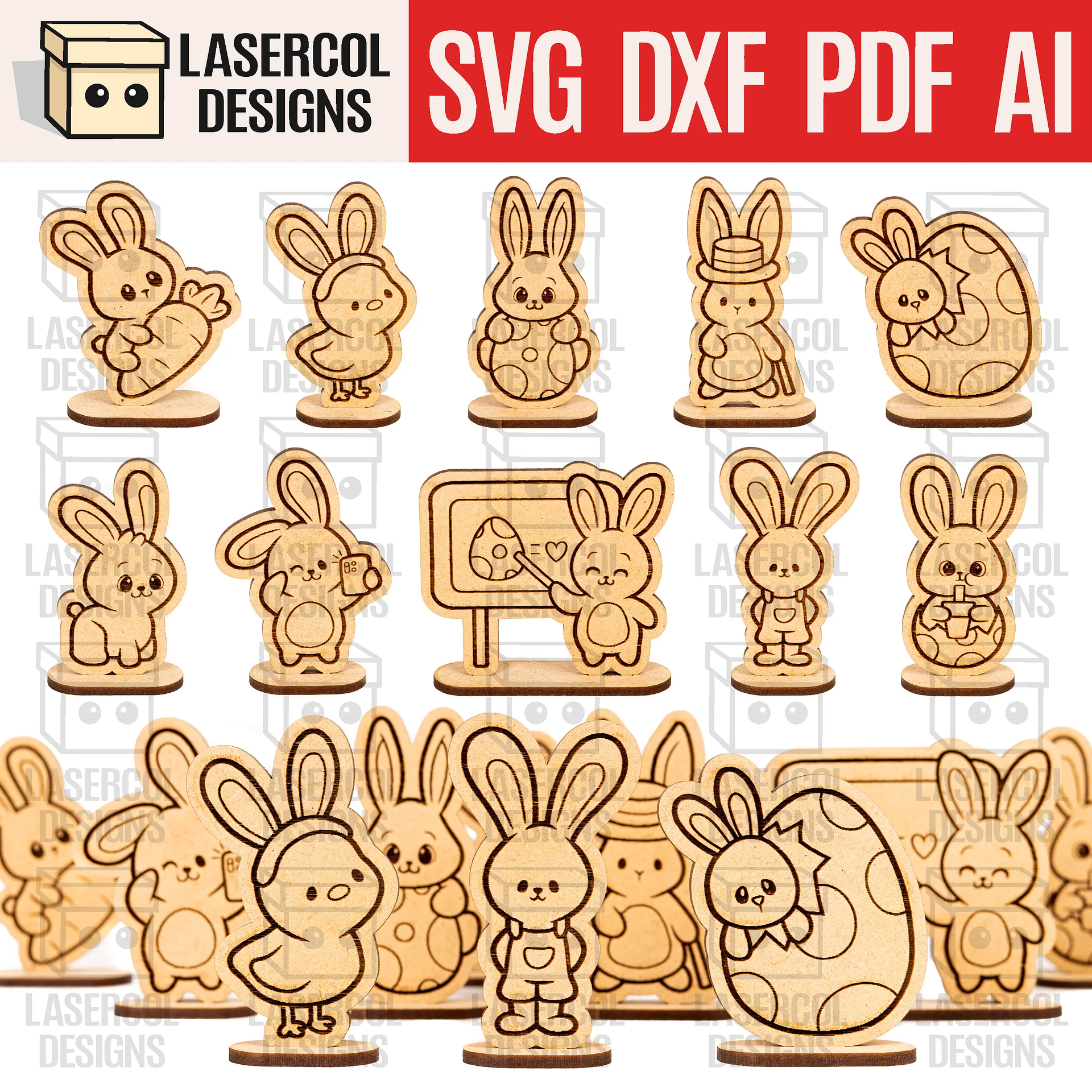 Easter Cutouts With Base Set 6 - Laser Cut Files product image (1)