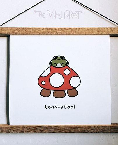 Need to rest those legs? Then pick up a toad-stool print at my website! Link in bio. 😊 🍄 ✨ #toadstool #pun #kawaii #toad #print