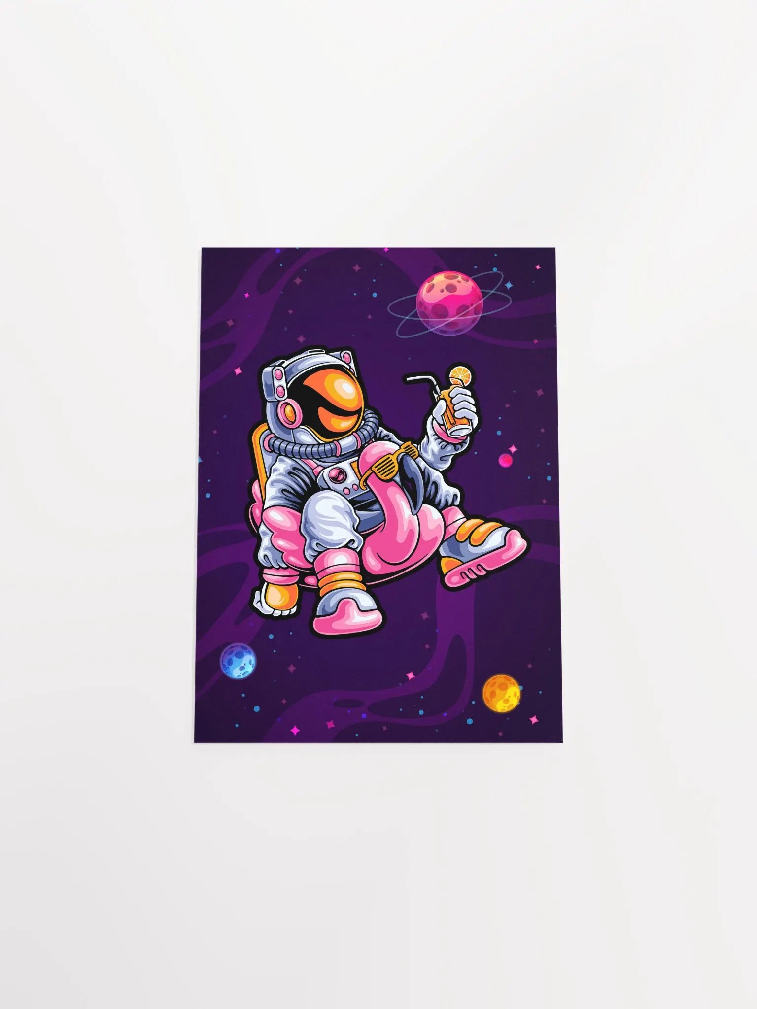 Relaxing astronaut in space — space poster, synthwave space, neon space, aesthetic poster product image (9)