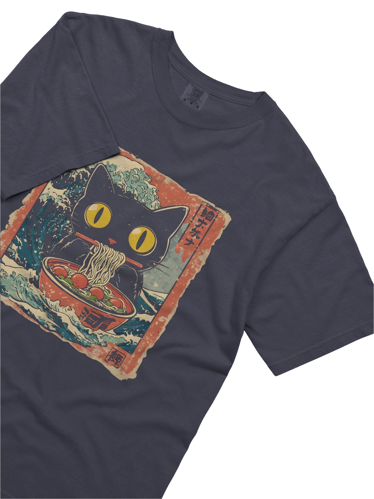 Ramen Eating Black Cat T-Shirt – Relaxed Fit Heavyweight Unisex Cotton T-Shirt product image (18)