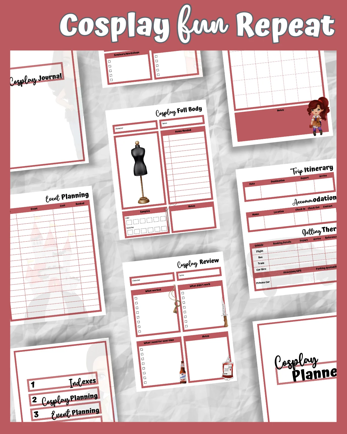 Monster Hunter Cosplay Planner – Red Edition | 54-Page Printable PDF product image (6)