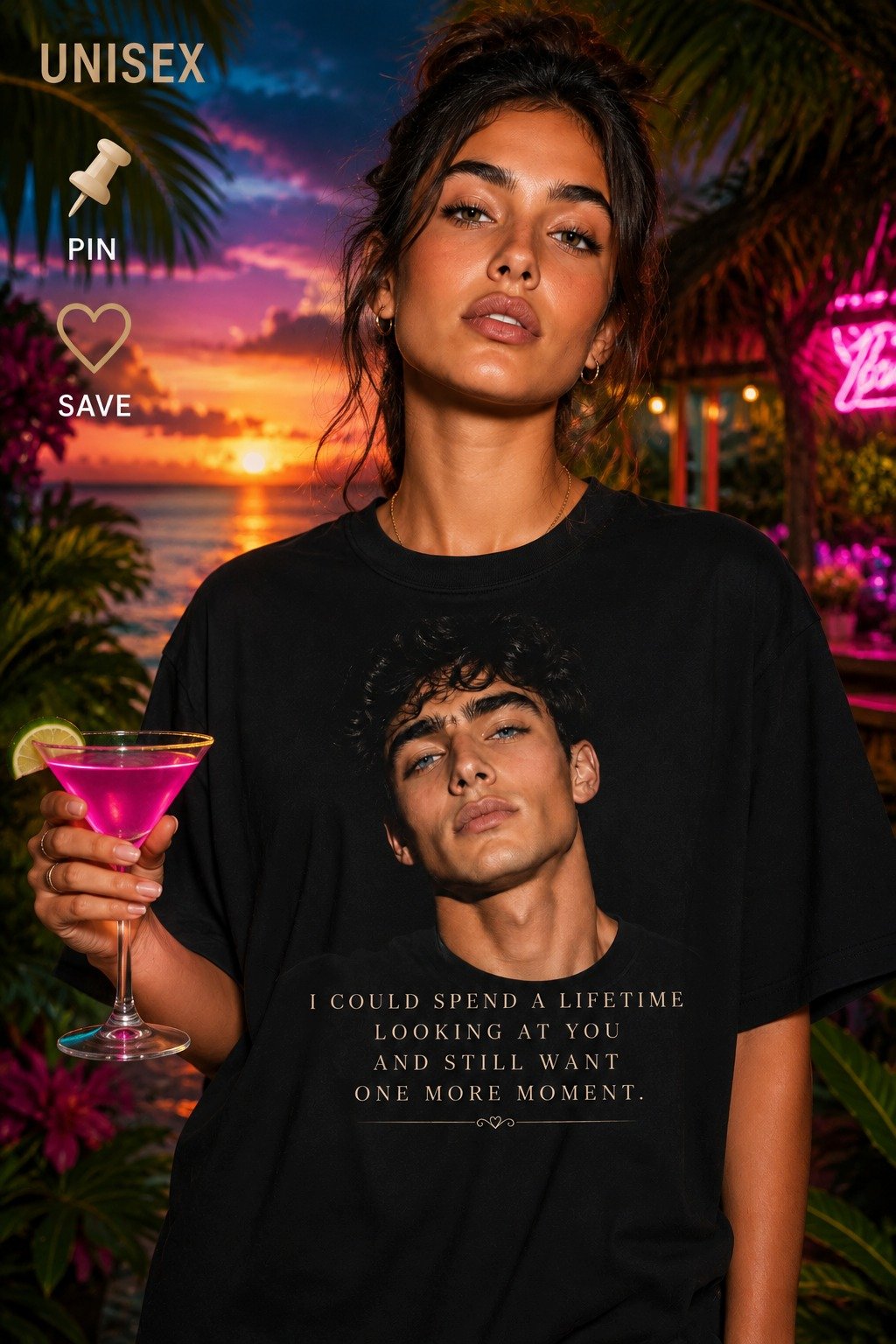 I Could Spend a Lifetime Looking at You T-Shirt | Romantic Love Quote | Unisex Oversized Tee product image (1)