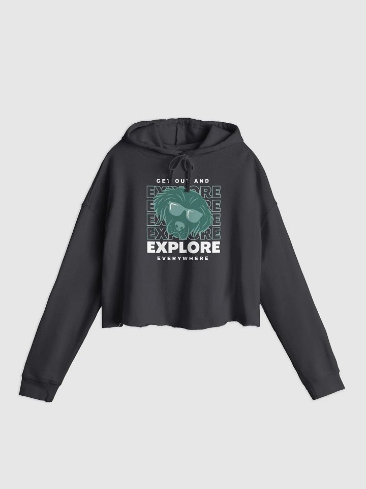 Seconds to Go Exploration Crop Hoodie White and Green Graphic product image (1)