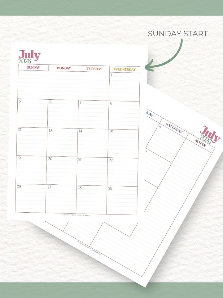 Summer Garden - 26-27 Calendar - 2 Pages per Month - Letter Size product image (2)
