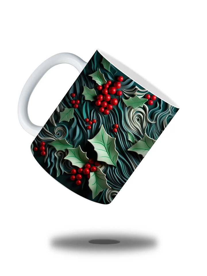 Festive Holly and Berries 11oz Coffee Mug – Elegant Christmas Holiday Ceramic Cup – Perfect for Winter Drinks and Seasonal Décor product image (2)