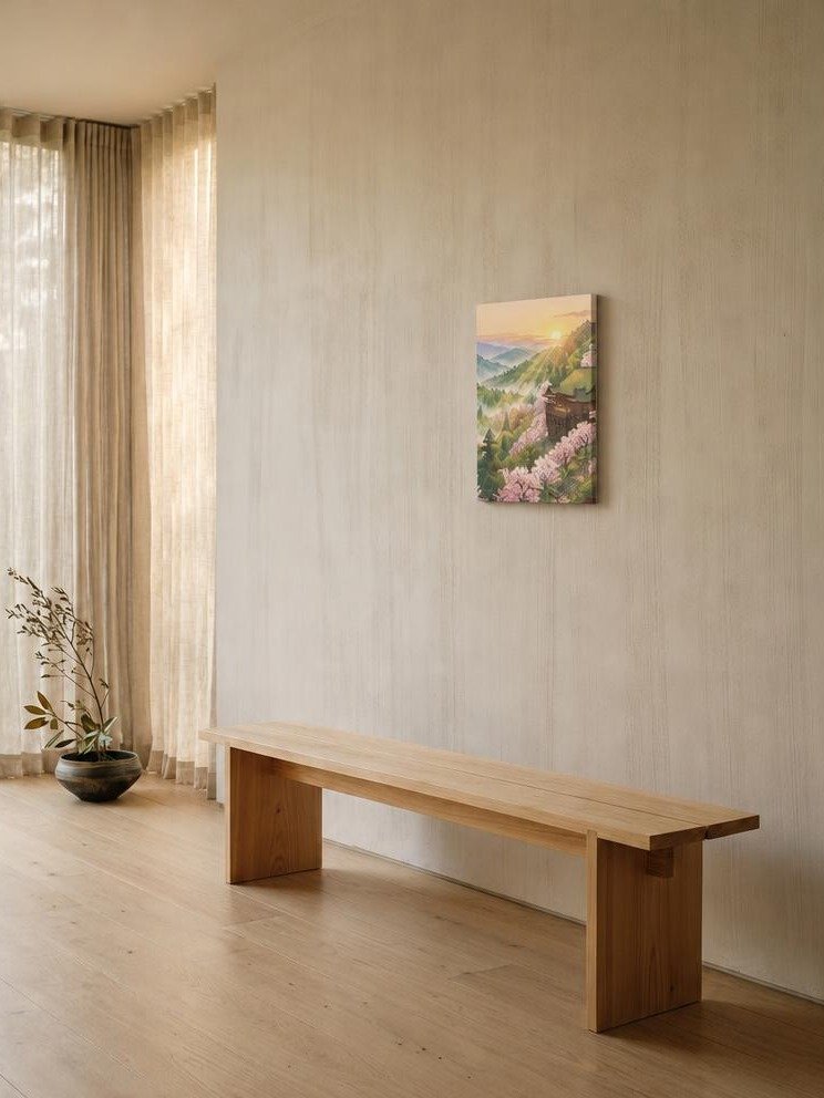 Serene Misty Cherry Blossom Temple Canvas - Zen Minimalist Wall Art product image (2)