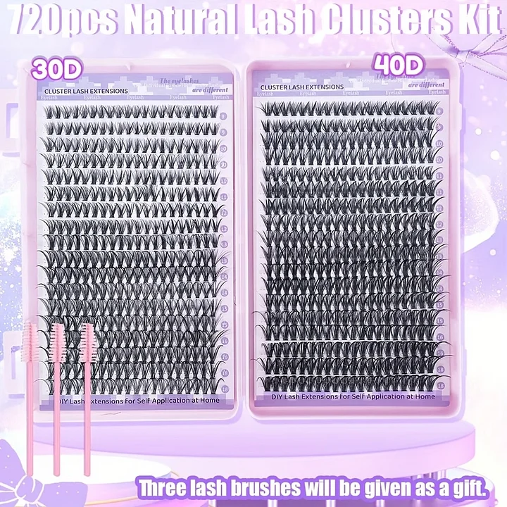 DIY Natural Lash Extension Cluster Kit – Bond, Seal & Mixed Length Clusters product image (2)