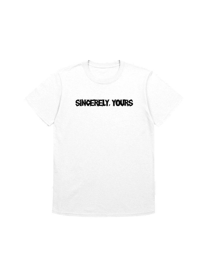 Sincerely, Yours Metal Font T-Shirt (White) product image (1)