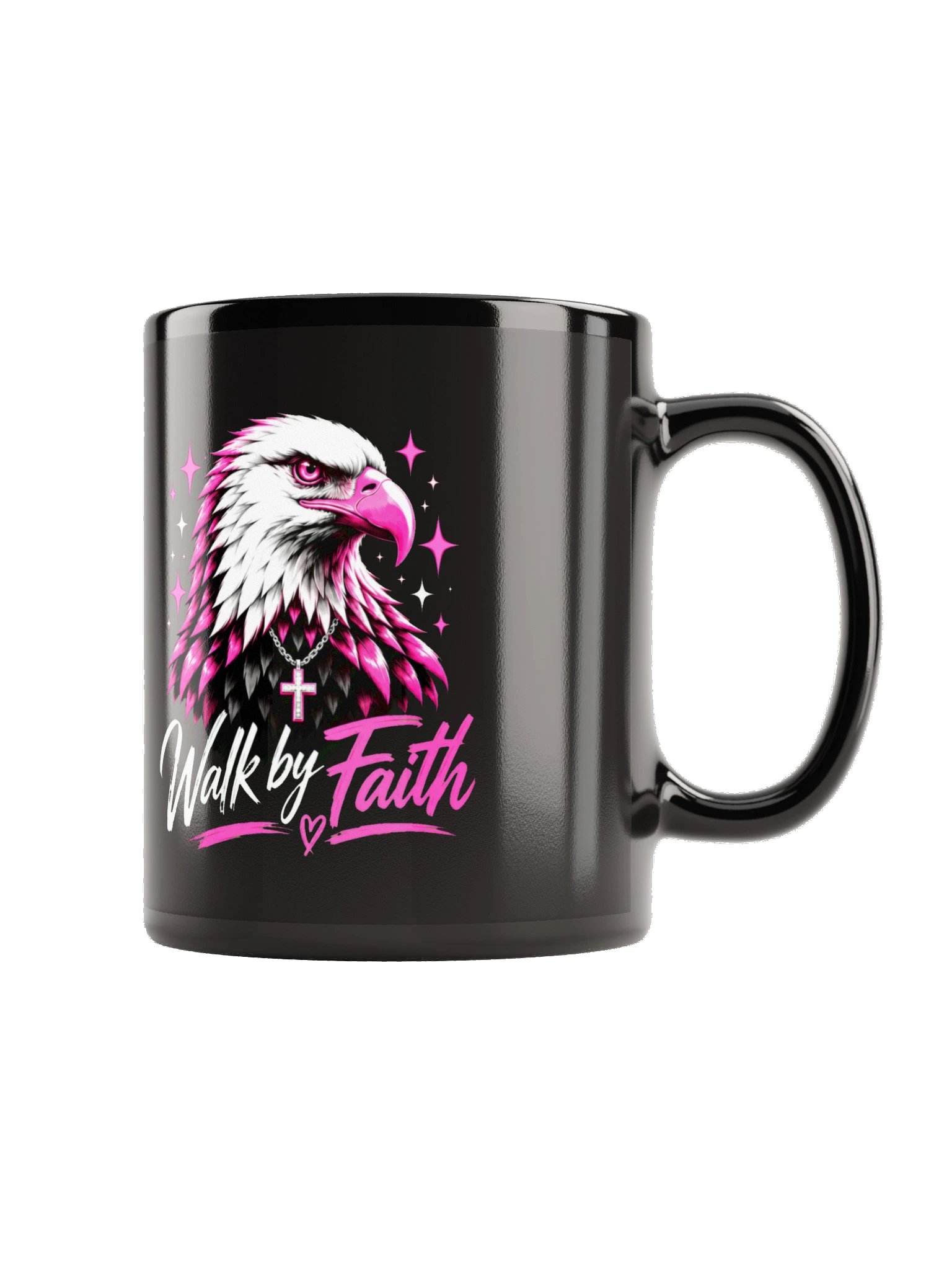 Walk by Faith Pink Eagle & RBF Black Mug product image (9)