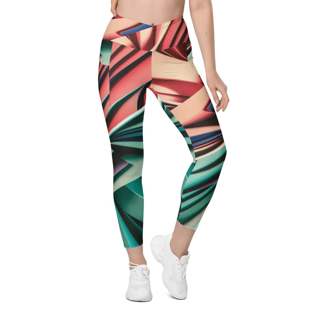 Abstract Geometric Women's Crossover Leggings in Vibrant Colors (2XS-6XL) product image (4)