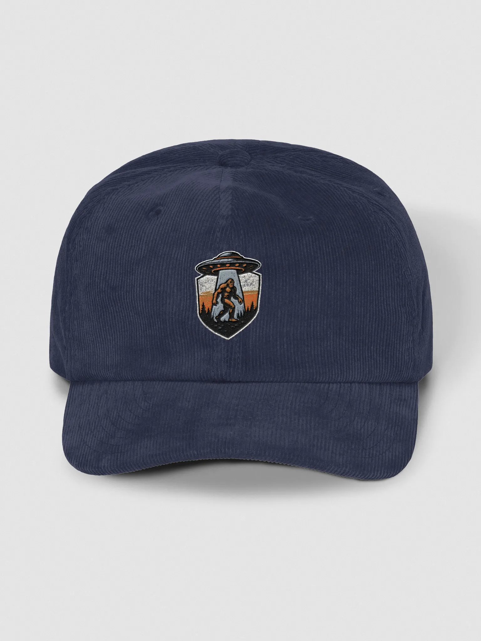 Bigfoot UFO Dad Hat – Minimalist Cryptid Chest Logo Style product image (1)