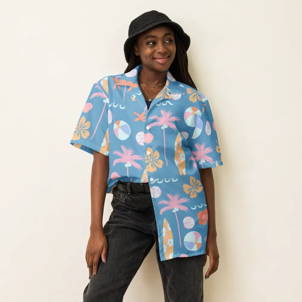 Retro Beach Blue Hawaiian Shirt product image (6)