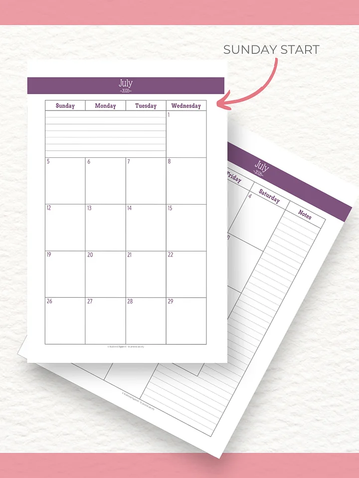 Understated Rainbow - 26/27 Calendar - 2 Pages per Month - Half Letter Size product image (2)