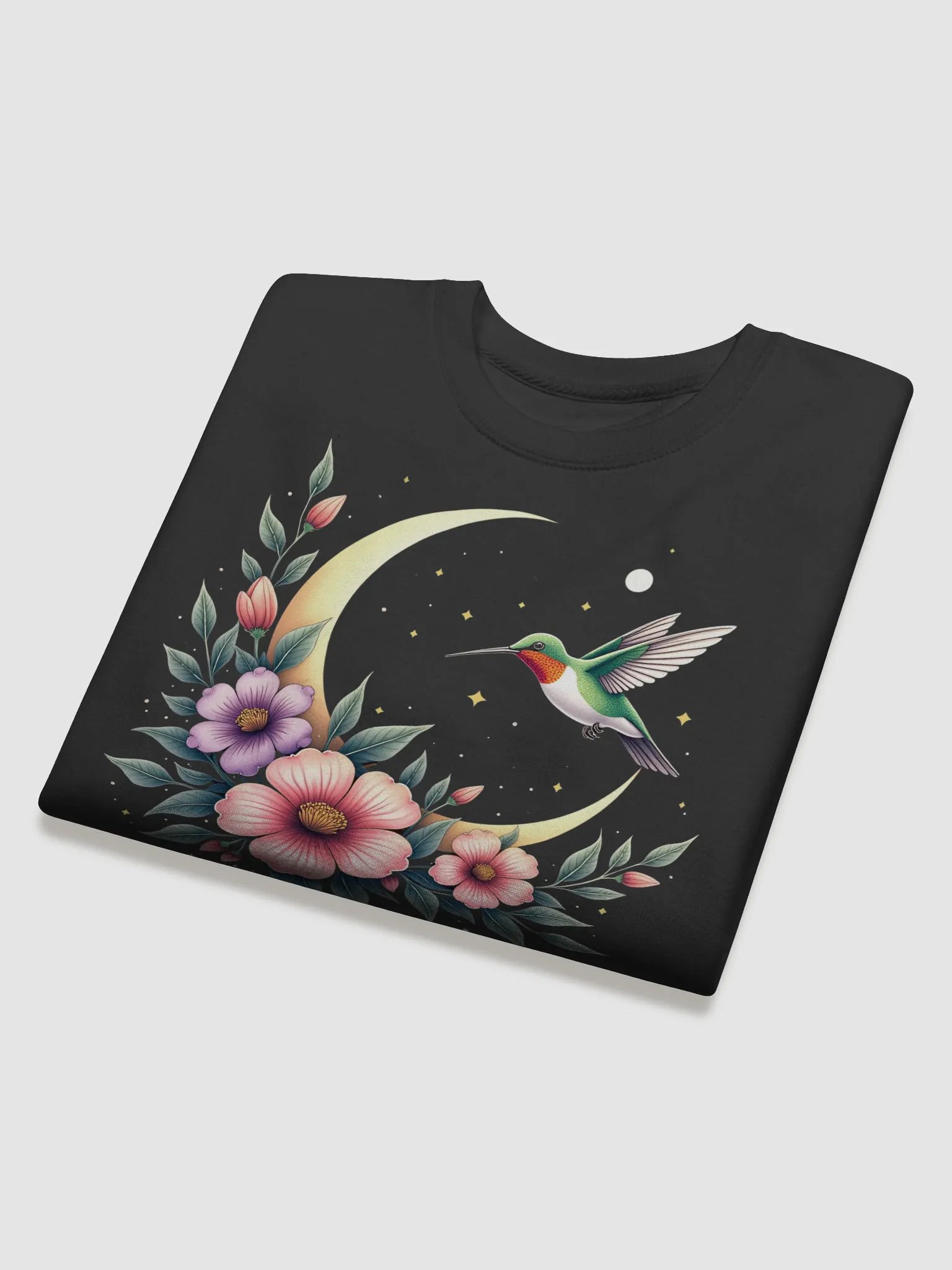 Celestial Hummingbird with Moon and Floral Bloom Design product image (3)