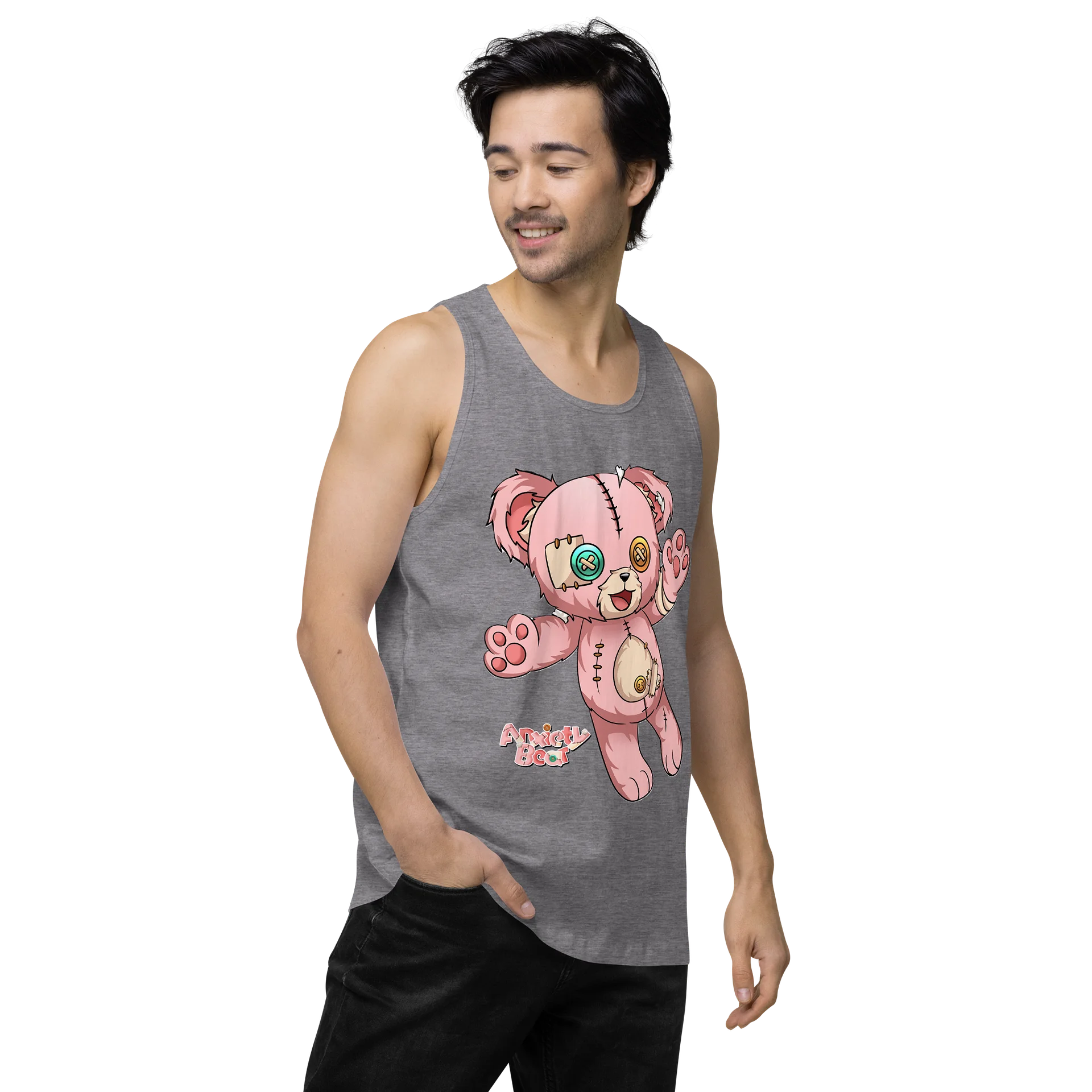 Chibi Anxiety Bear Men's Tank product image (37)