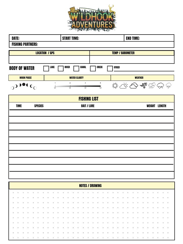 FREE Fishing Log - Printable PDF product image (1)