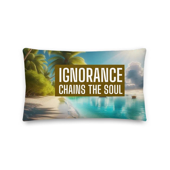 Soulful Serenity Premium Pillow |AI Design motto Ignorance chains the soul product image (2)
