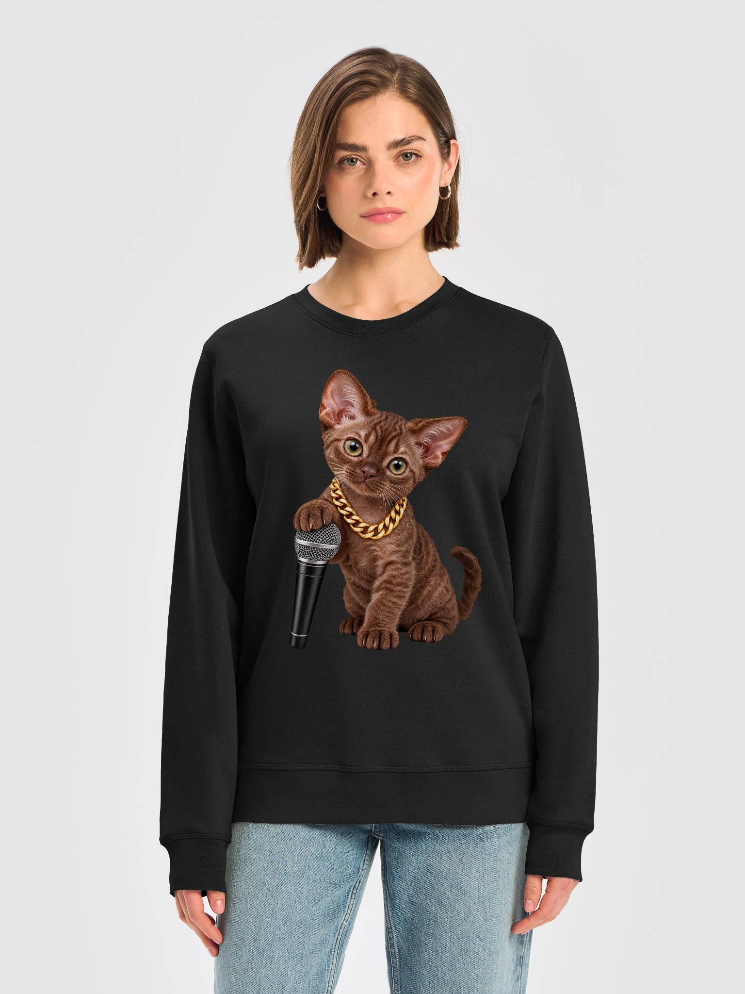Hip Hop Devon Rex Kitten – Organic Unisex Sweatshirt product image (22)