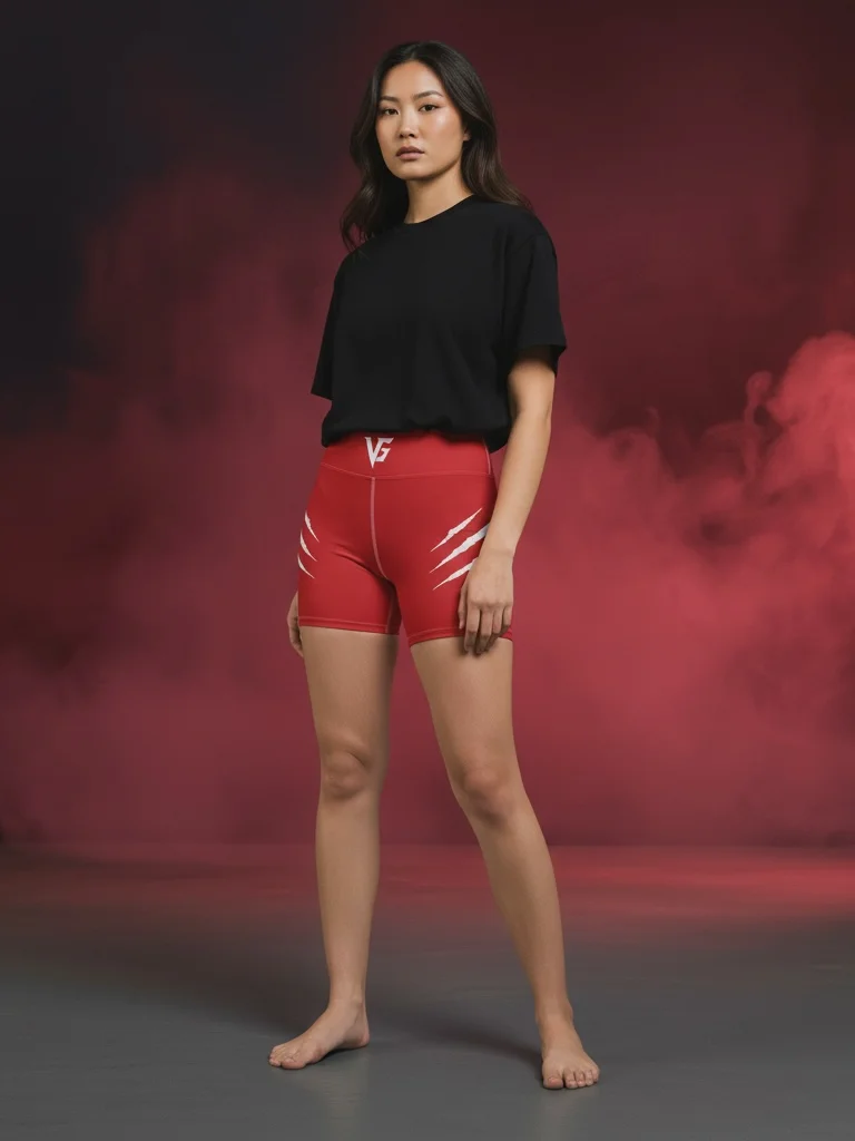 Crimson Stars & Scars Yoga Shorts product image (1)