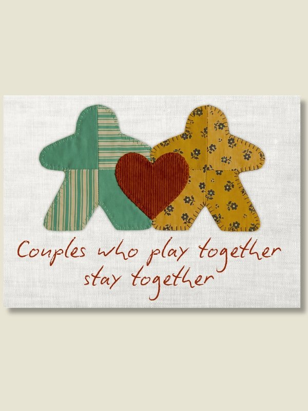 Patchwork Quilt Meeple Couple Board Game Room Poster - UNFRAMED product image (1)