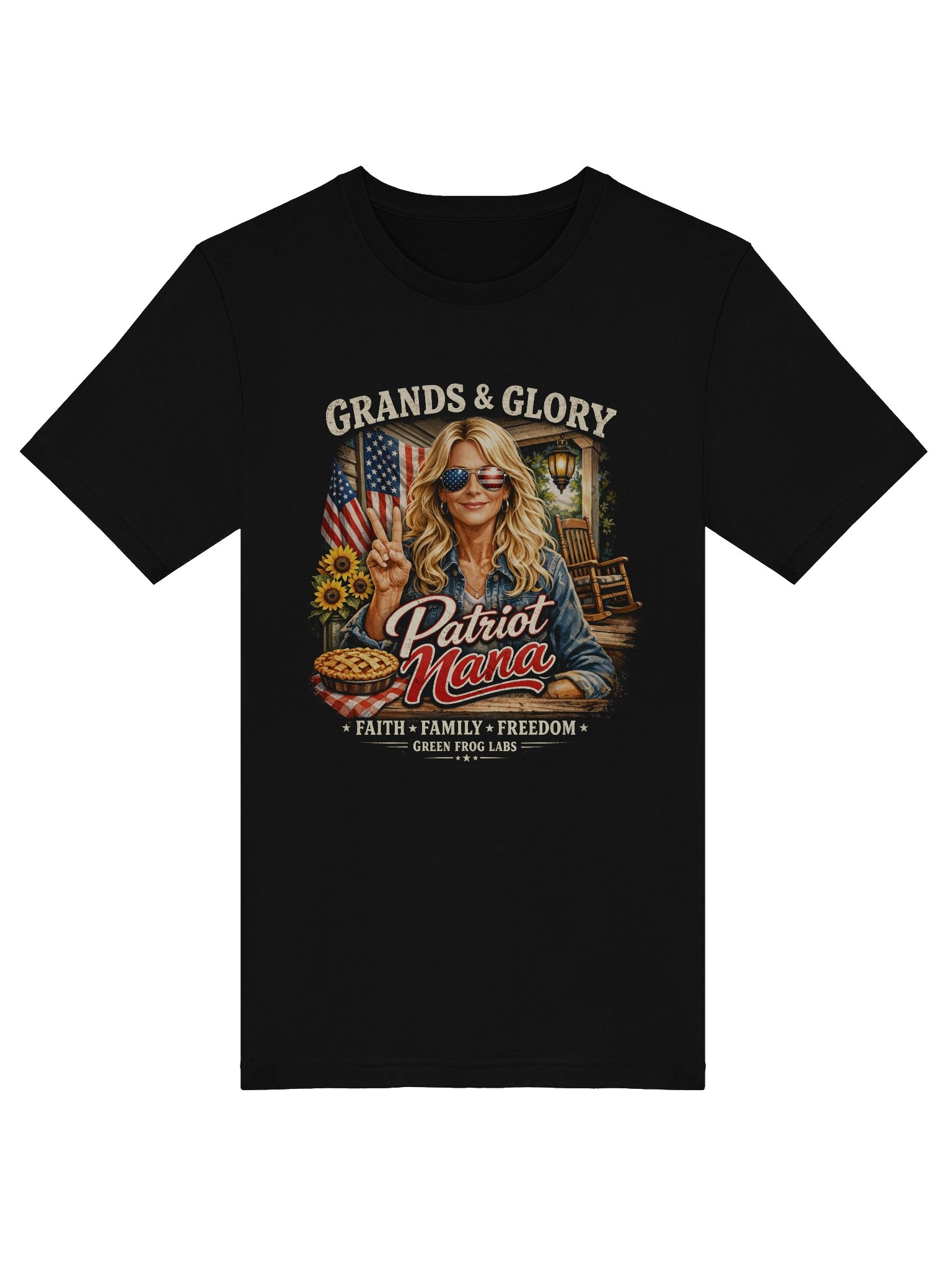 Patriotic Nana T-Shirt - Grands & Glory American Flag Grandma Shirt - Faith Family Freedom 4th of July Gift product image (5)