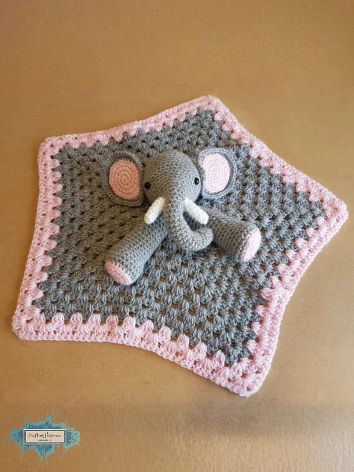 Crochet Elephant Lovey Pattern, Waffle or Granny Stitch PDF Pattern - Crafting Happiness product image (2)