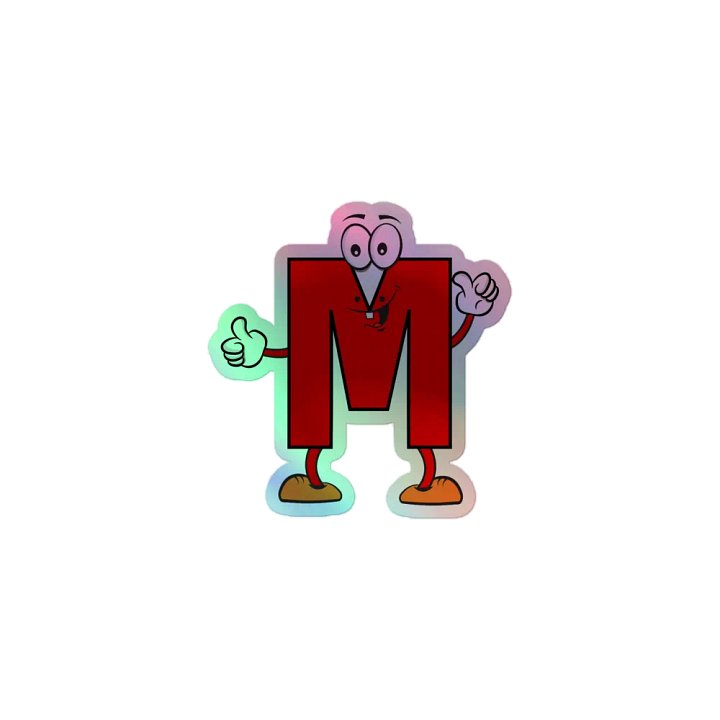 M Letter Cartoon Character Holographic Sticker product image (1)