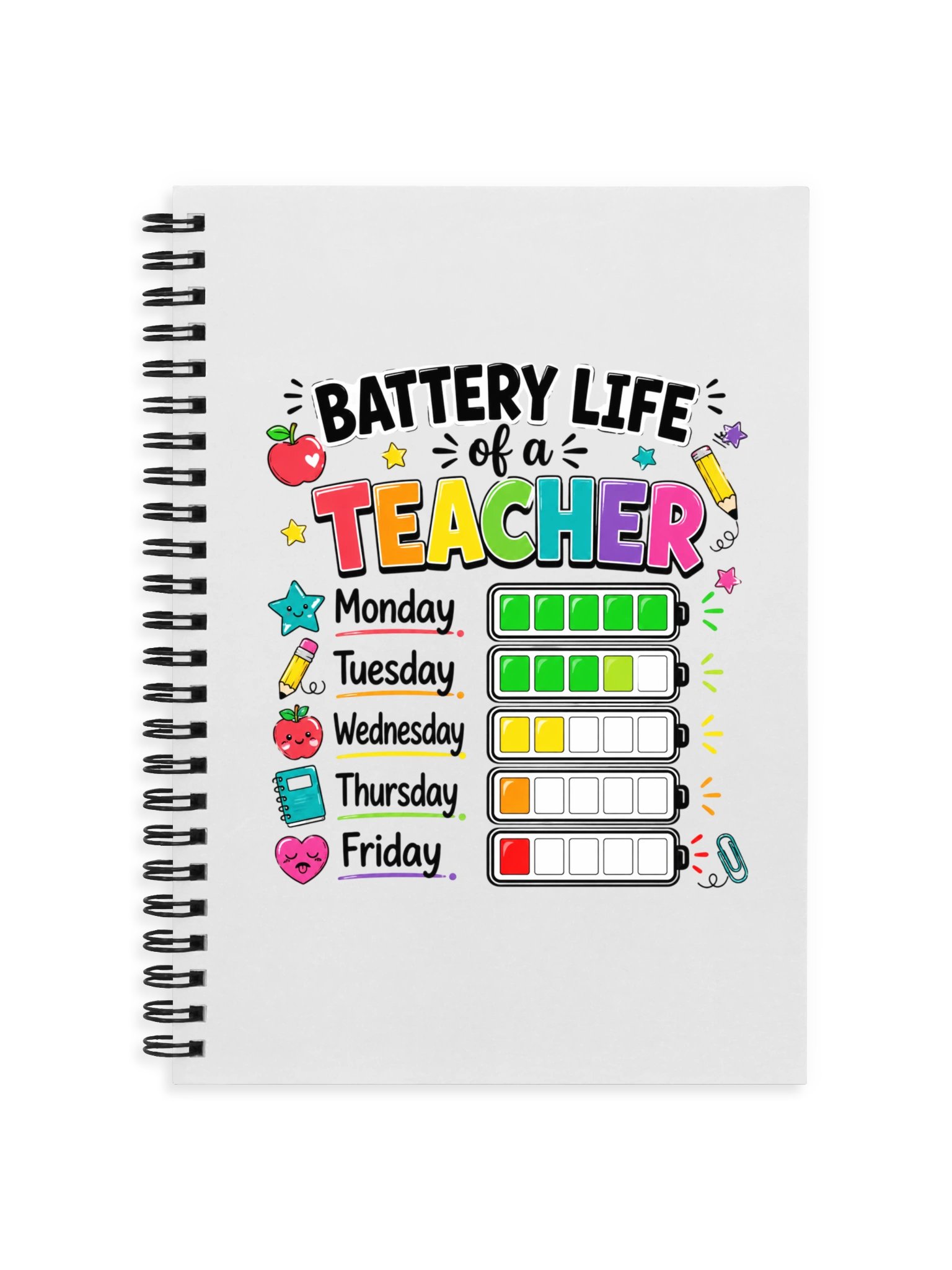 Funny Teacher Battery Life Spiral Notebook product image (1)