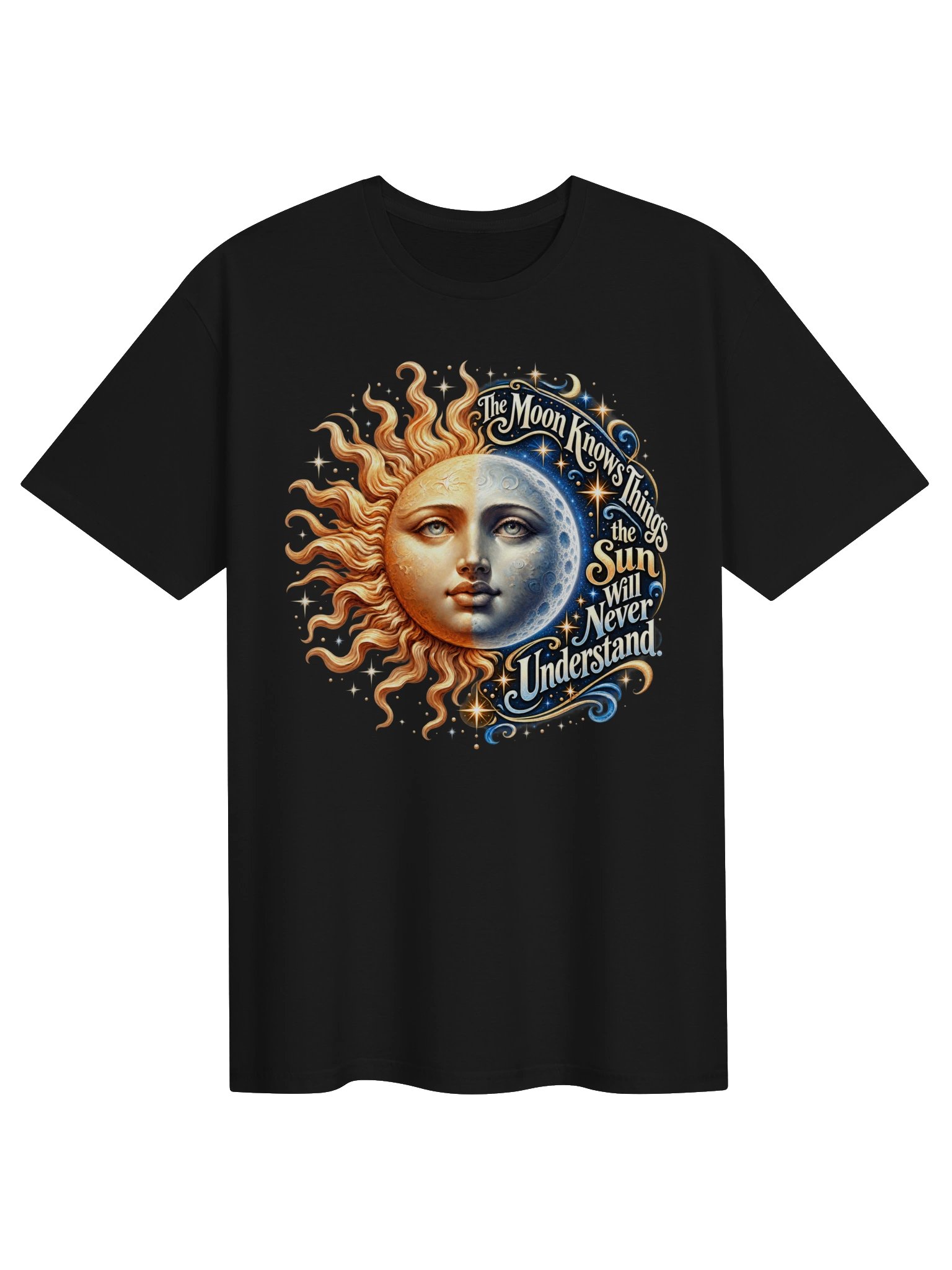 The Moon Knows - Gildan Unisex T-Shirt - Sun & Moon Celestial Art product image (7)