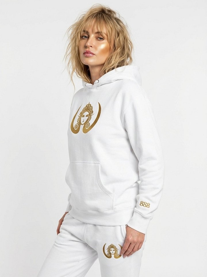 CIRCEMOON Divin Sacre Nombre 888 Hoodie, unisex, white product image (1)