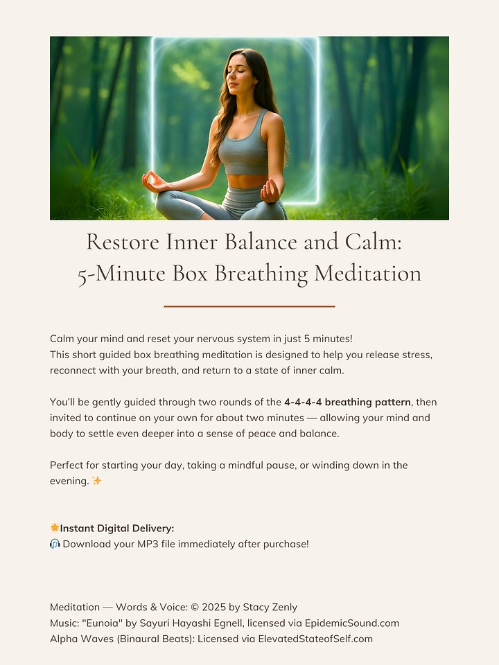 Restore Inner Balance and Calm: 5-Minute Box Breathing Meditation product image (2)