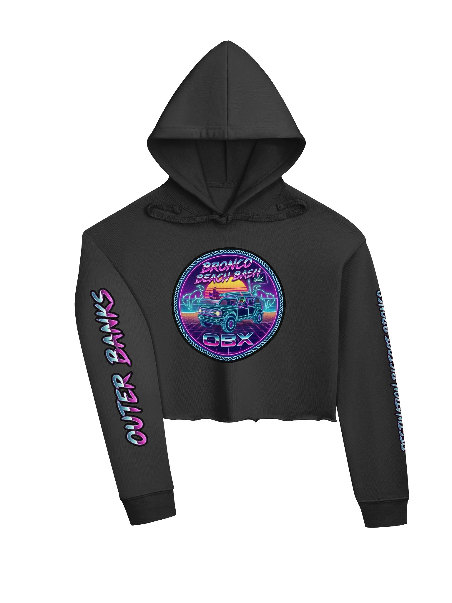 2026 Bronco Beach Bash OBX / Destination Bigfoot Bronco Collab | Bella+Canvas Fleece Women's Crop Hoodie (Multiple Colors Available) product image (4)