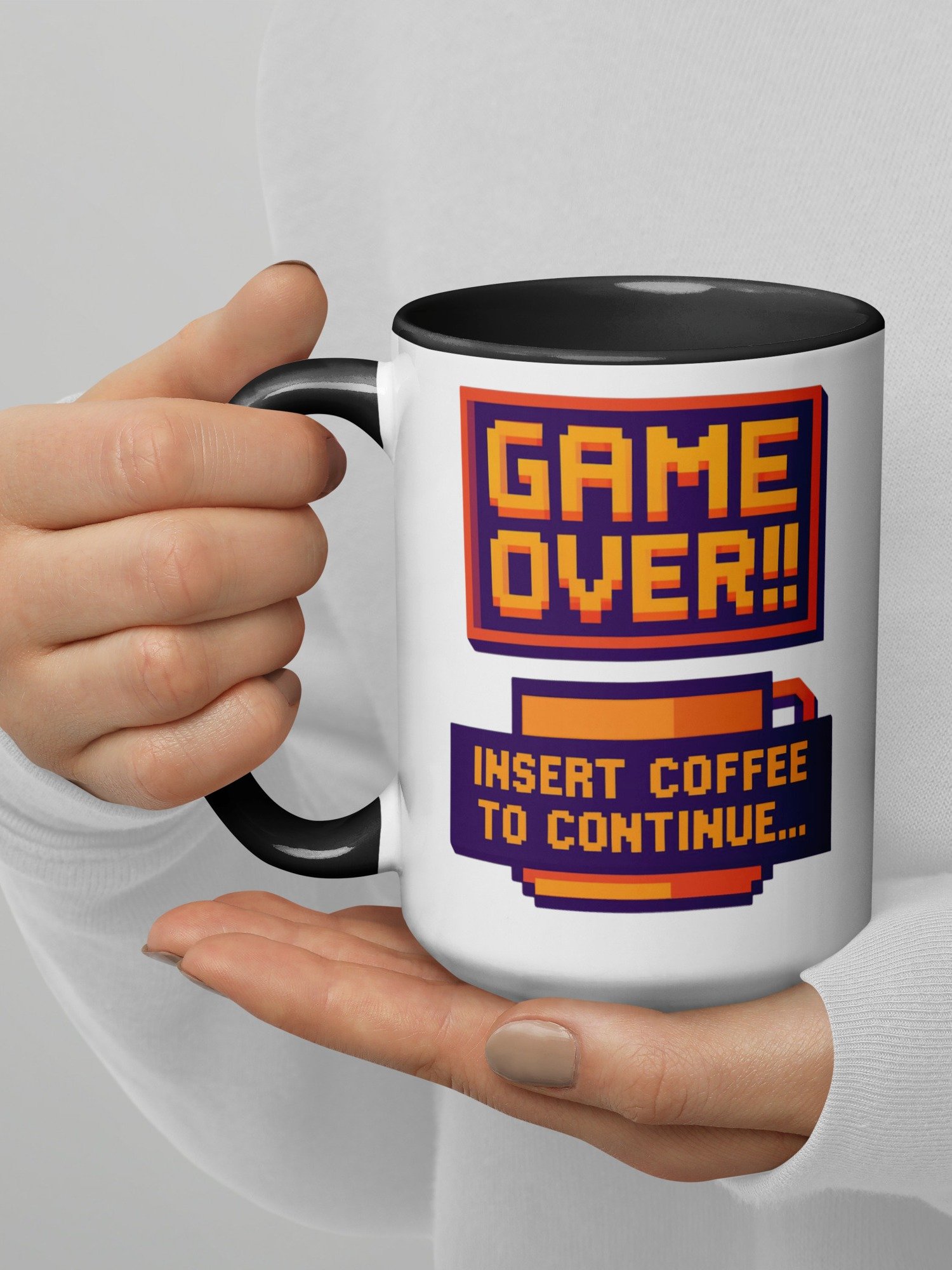 Game Over Insert Coffee to Continue Mug | Retro Gamer Coffee Mug | Funny Gaming Gift for Gamers product image (4)