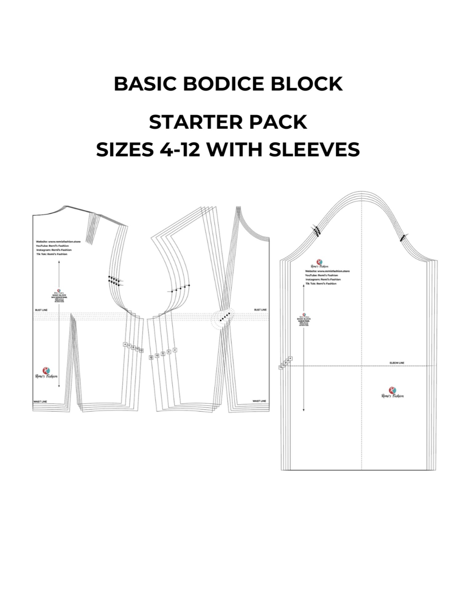 Bodice Block Sewing Pattern Starter Pack PDF (UK Sizes 4-12) product image (2)