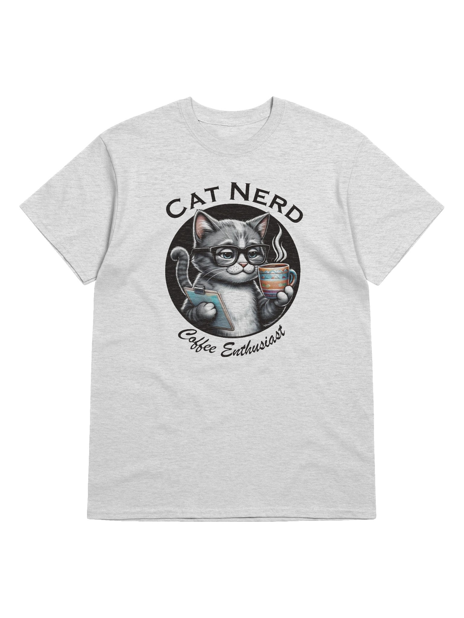 Cat Nerd Coffee Enthusiast Light Version Unisex Heavyweight Graphic T-shirt product image (5)