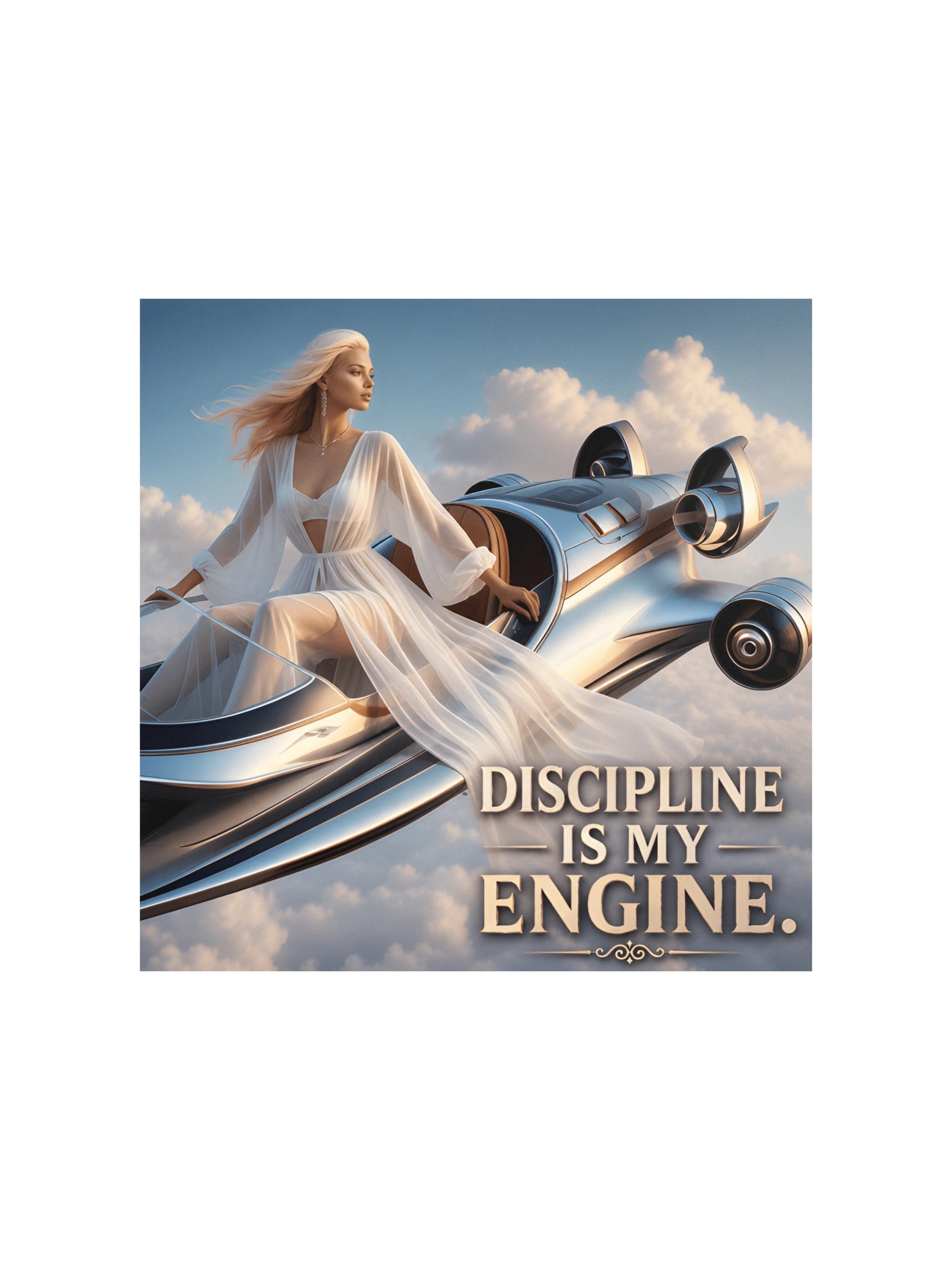 Discipline Is My Engine Poster - Angelic CEO Woman Clouds Wall Art - 10x10 Motivation Print product image (2)