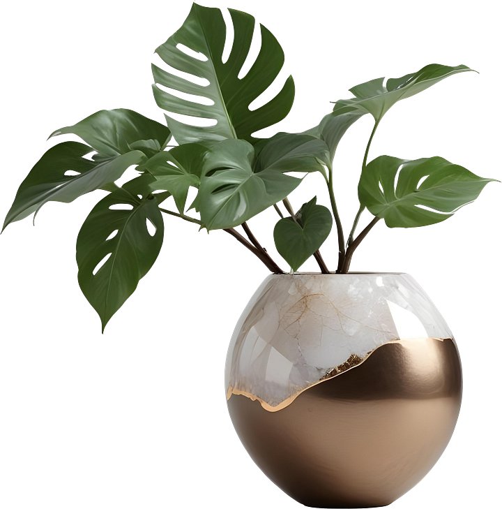 Glamour Organique – vase quart & bronze, PNG product image (1)