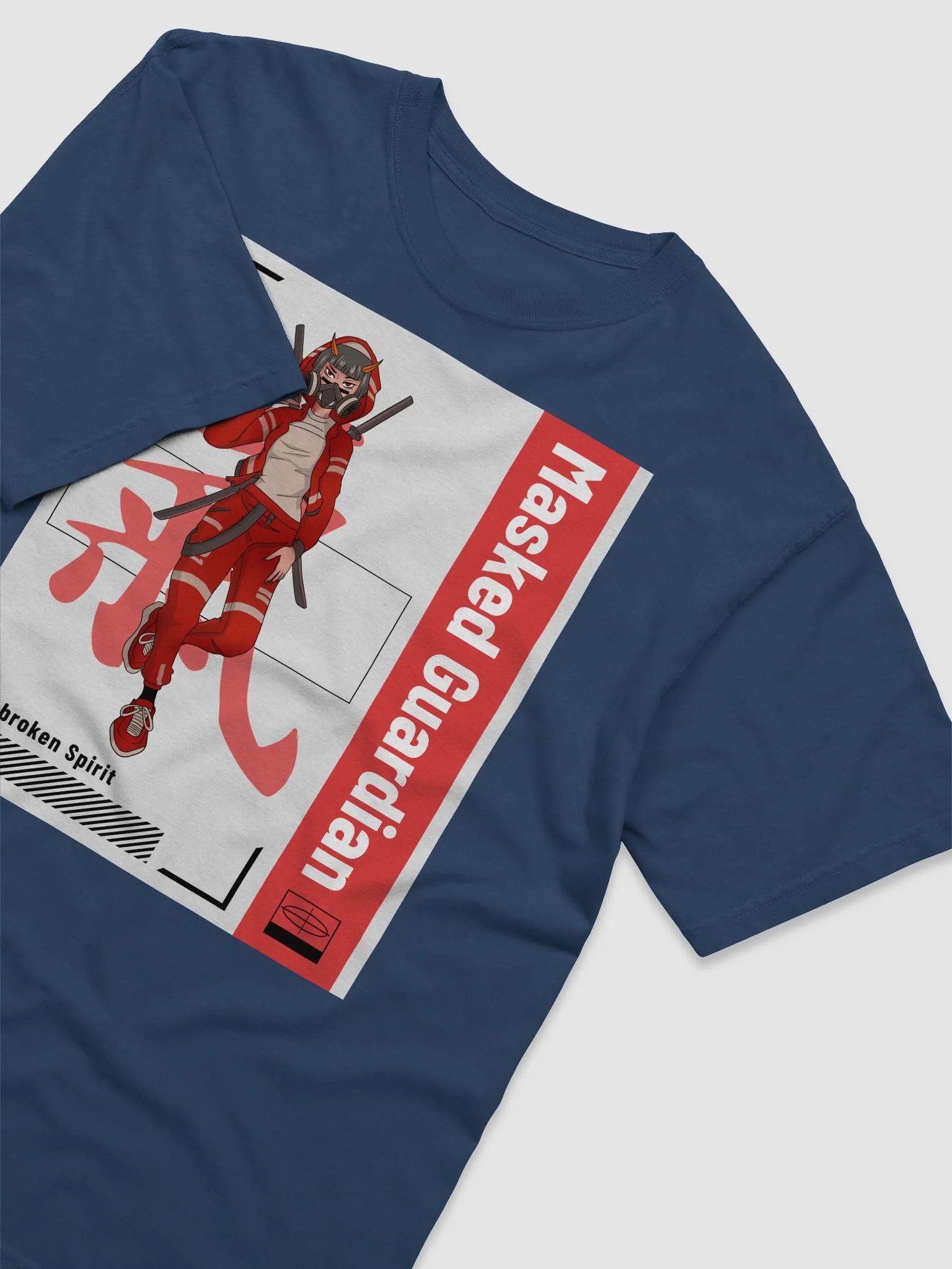 Masked Guardian T-Shirt: Dual Swords, Unbroken Spirit - Anime Inspired Design product image (2)