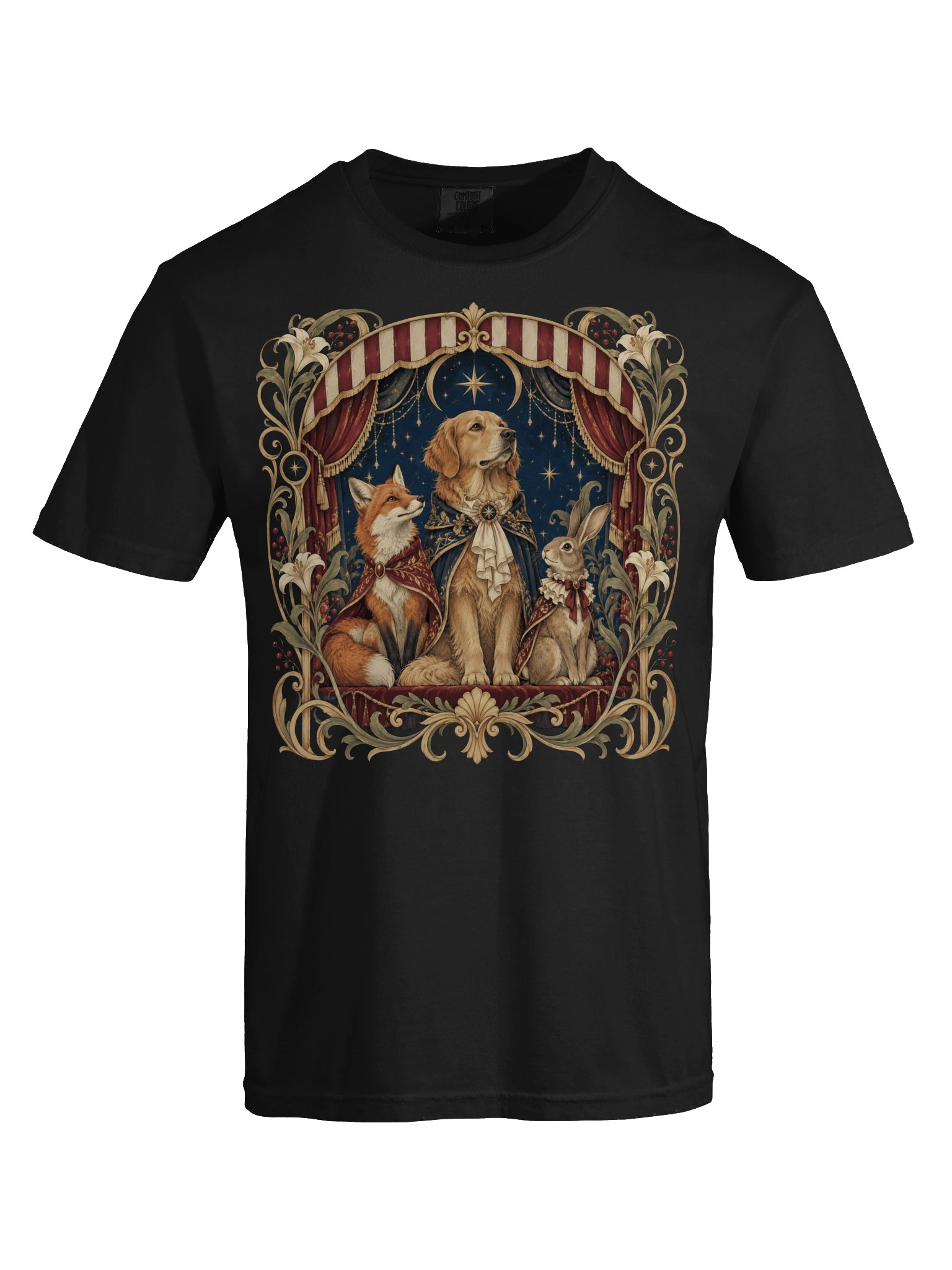 Vintage Woodland Animal Graphic T-Shirt – Dog, Fox & Rabbit Storybook Art Tee product image (7)