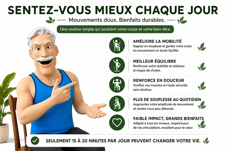 Affiche Tai Chi sur chaise imprimable | PDF à télécharger | Exercices seniors | Mobilité, équilibre et renforcement product image (2)