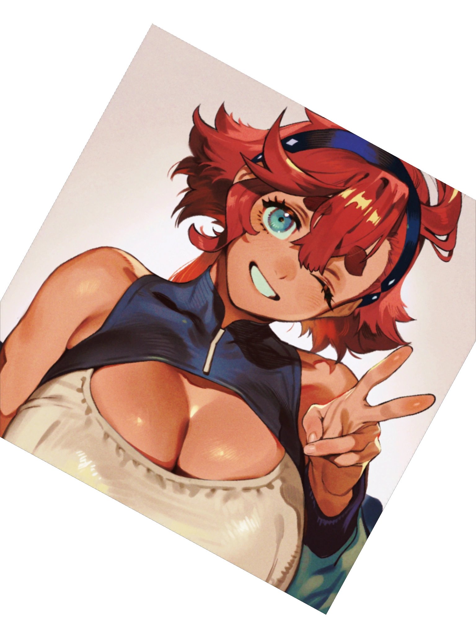 Red Hair Peace Sign Girl Square and Tall Sticker product image (2)